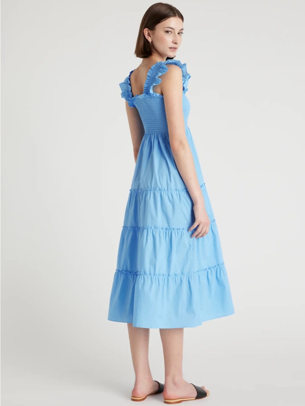 Quince 100% Organic Cotton Poplin Midi Dress In Cornflower Blue Size Small NWT - Picture 3 of 14
